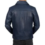Men's John Wick Blue Real Lambskin Leather Bomber Jacket Back