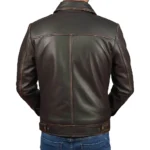 Men's John Wick Brown Real Lambskin Leather Bomber Jacket Back