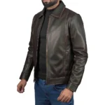 Men's John Wick Brown Real Lambskin Leather Bomber Jacket For Sale