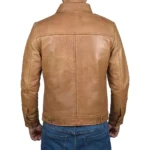 Men's John Wick Camel Real Lambskin Leather Bomber Jacket Back