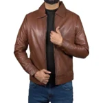 Men's John Wick Cognac Real Lambskin Leather Bomber Jacket