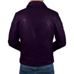 Men's John Wick Purple Real Lambskin Leather Bomber Jacket Back