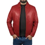 Men's John Wick Red Real Lambskin Leather Bomber Jacket