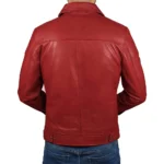 Men's John Wick Red Real Lambskin Leather Bomber Jacket Back