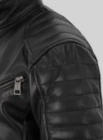 Mens Marc Marquez Black Leather Jacket shoulder Mens Marc Marquez Black Leather Jacket shoulder