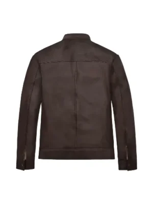 Mens Michael Jordan Brown Leather Jacket back