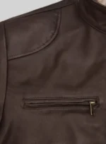 Mens Michael Jordan Brown Leather Jacket close Mens Michael Jordan Brown Leather Jacket close