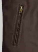 Mens Michael Jordan Brown Leather Jacket zip Mens Michael Jordan Brown Leather Jacket zip