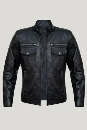 Men’s Motorcycle Black Leather Jacket
