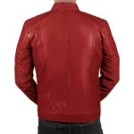 Men’s Red Lambskin Leather Cafe Racer Jacket Back