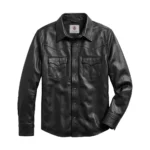 Men's Shacket Leather Shirt Black Men's Shacket Leather Shirt Black