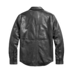 Men's Shacket Leather Shirt Black Back Men's Shacket Leather Shirt Black Back