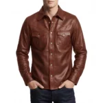 Men's Shacket Leather Shirt Cognac Men's Shacket Leather Shirt Cognac