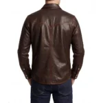 Men's Shacket Leather Shirt Distressed Brown Back Men's Shacket Leather Shirt Distressed Brown Back