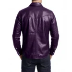 Men's Shacket Leather Shirt Purple Back Men's Shacket Leather Shirt Purple Back