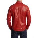 Men's Shacket Leather Shirt Red Back Men's Shacket Leather Shirt Red Back