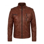 Men's Tavares Cognac Biker Leather Jacket