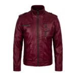 Men's Tavares Maroon Biker Leather Jacket