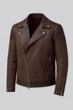 Mens Two Tone Waxed Biker Leather Jacket side Mens Two Tone Waxed Biker Leather Jacket side