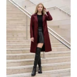 Moonlight Genuine Leather Maroon Trench Coat