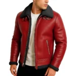 Santa Red Black Faux Shearling Jacket For Sale