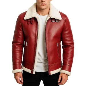 Santa Red White Faux Shearling Jacket