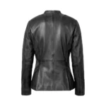 Sherwo Women's Black Genuine Leather Blazer