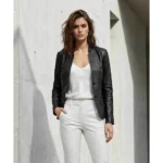 Sherwo Women's Genuine Leather Blazer