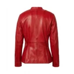 Sherwo Women's Genuine Leather Red Blazer For Sale