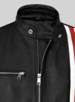 Tom Hardy Venom Mens Black Leather Jacket closre Tom Hardy Venom Mens Black Leather Jacket closre