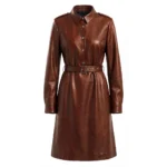 Women Fiorra Genuine Leather Cognac Long Coat Women Fiorra Genuine Leather Cognac Long Coat