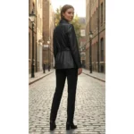 Women Merina Double Breasted Genuine Leather Blazer For Sale