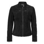 Women's Dodge Black Suede Jacket Front