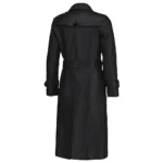 Women's Double Breasted Lambskin Black Leather Trench Coat