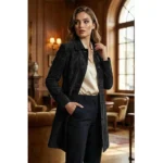 Women's Kandis Suede Black Coat Full