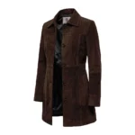 Women's Kandis Suede Dark Brown Coat Full