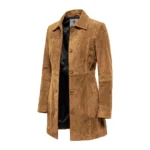 Women's Kandis Suede Tan Brown Coat Full