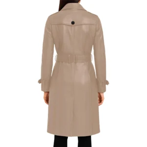 Women's Lambskin Beige Leather Trench Coat