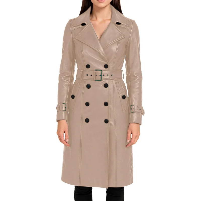 Women's Lambskin Leather Trench Coat