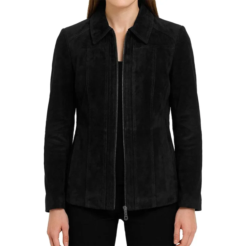 Women's Marsha Suede Black Jacket Full