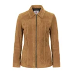 Women's Marsha Suede Tan Brown Jacket Front Women's Marsha Suede Tan Brown Jacket Front