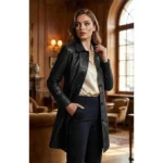 Womens Real Leather Car Black Coat Womens Real Leather Car Black Coat