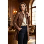 Womens Real Leather Car Cognac Coat Womens Real Leather Car Cognac Coat